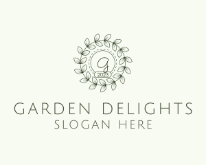 Garden Leaves Wreath logo design