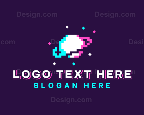 Retro Pixelated Planet Logo