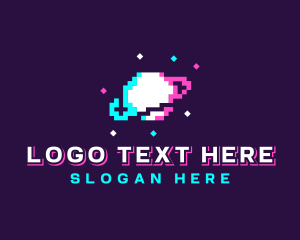 Retro Pixelated Planet logo