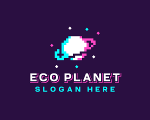 Retro Pixelated Planet logo