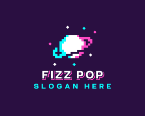 Retro Pixelated Planet logo design