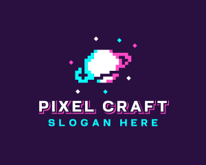 Retro Pixelated Planet logo design