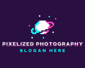 Retro Pixelated Planet logo design