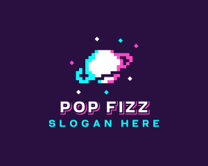 Retro Pixelated Planet logo design