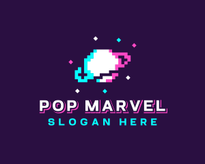 Retro Pixelated Planet logo design