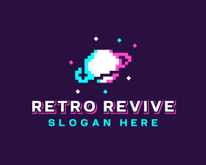 Retro Pixelated Planet logo design