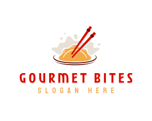 Chopsticks Gyoza Gourmet logo design