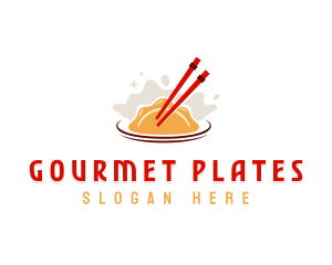 Chopsticks Gyoza Gourmet logo design