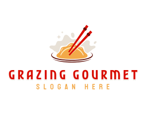 Chopsticks Gyoza Gourmet logo design