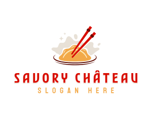 Chopsticks Gyoza Gourmet logo design