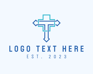 Medical - Blue Cross Letter T logo design