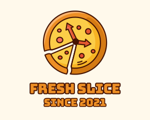 Clock Pizza Slice  logo design