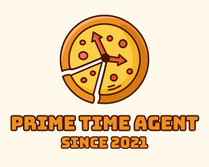 Clock Pizza Slice  logo design