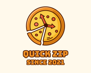 Clock Pizza Slice  logo design