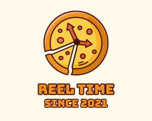 Clock Pizza Slice  logo design