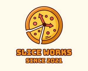 Clock Pizza Slice  logo design