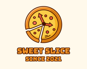 Clock Pizza Slice  logo design