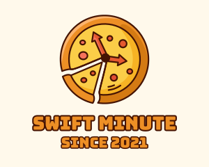 Clock Pizza Slice  logo design