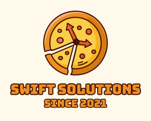 Clock Pizza Slice  logo design