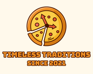 Clock Pizza Slice  logo design