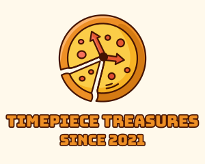 Clock Pizza Slice  logo design