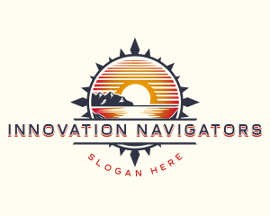 Compass Sunset Beach Voyage logo design