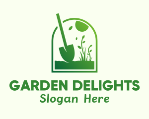 Green Garden Shovel Grass logo design