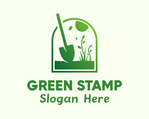 Green Garden Shovel Grass logo design