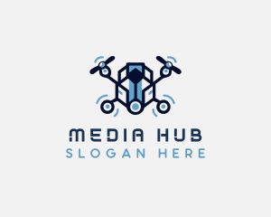 Drone Quadcopter Multimedia Gadget logo design