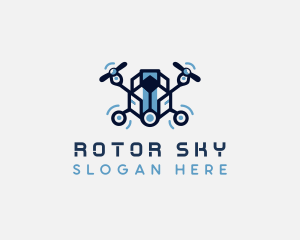 Drone Quadcopter Multimedia Gadget logo design