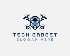 Drone Quadcopter Multimedia Gadget logo design