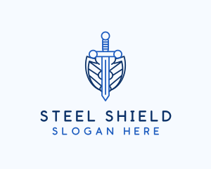 Minimalist Sword Shield logo design