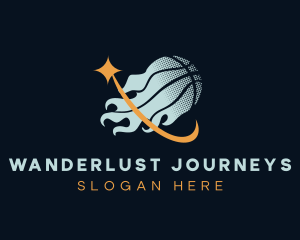 Basketball Sports Flame Logo