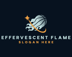 Basketball Sports Flame logo design