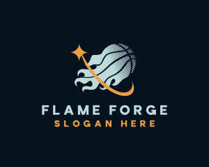 Basketball Sports Flame logo design