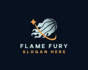 Basketball Sports Flame logo design