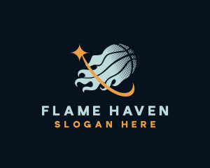 Basketball Sports Flame logo