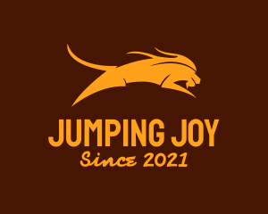 Jumping Wild Lion logo design