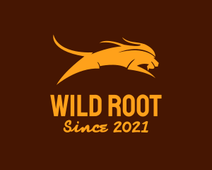 Jumping Wild Lion logo design