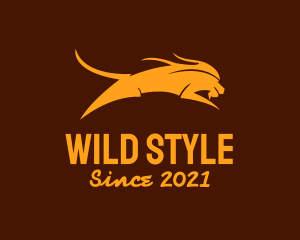 Jumping Wild Lion logo design