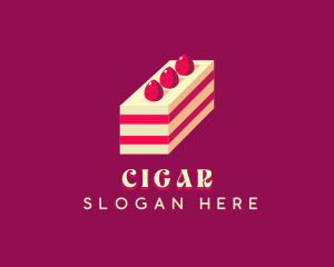 Strawberry Cake Dessert logo design