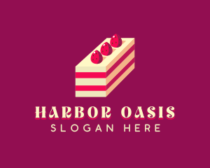 Strawberry Cake Dessert logo design