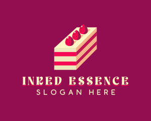 Strawberry Cake Dessert logo design