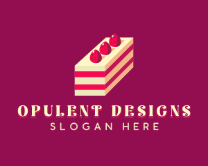 Strawberry Cake Dessert logo design