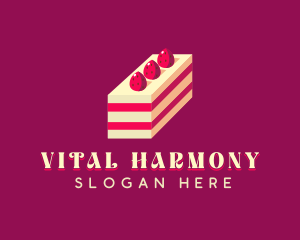 Strawberry Cake Dessert logo design