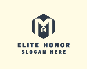 Hexagonal Medal Award Letter M logo