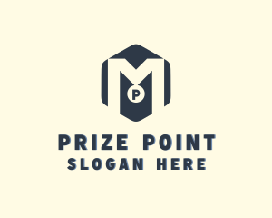 Hexagonal Medal Award Letter M logo