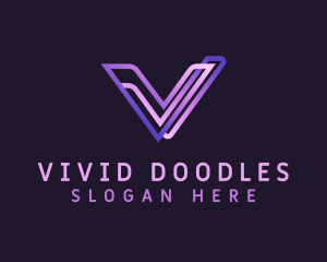 Purple Gradient Letter V logo design