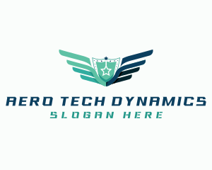 Winged Shield Aeronautics logo design