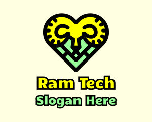 Ram Head Heart logo design